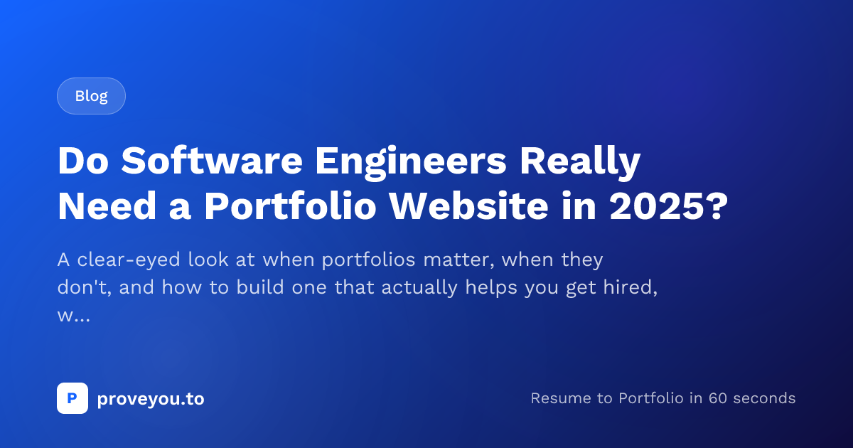 Do Software Engineers Really Need a Portfolio Website in 2025 ...