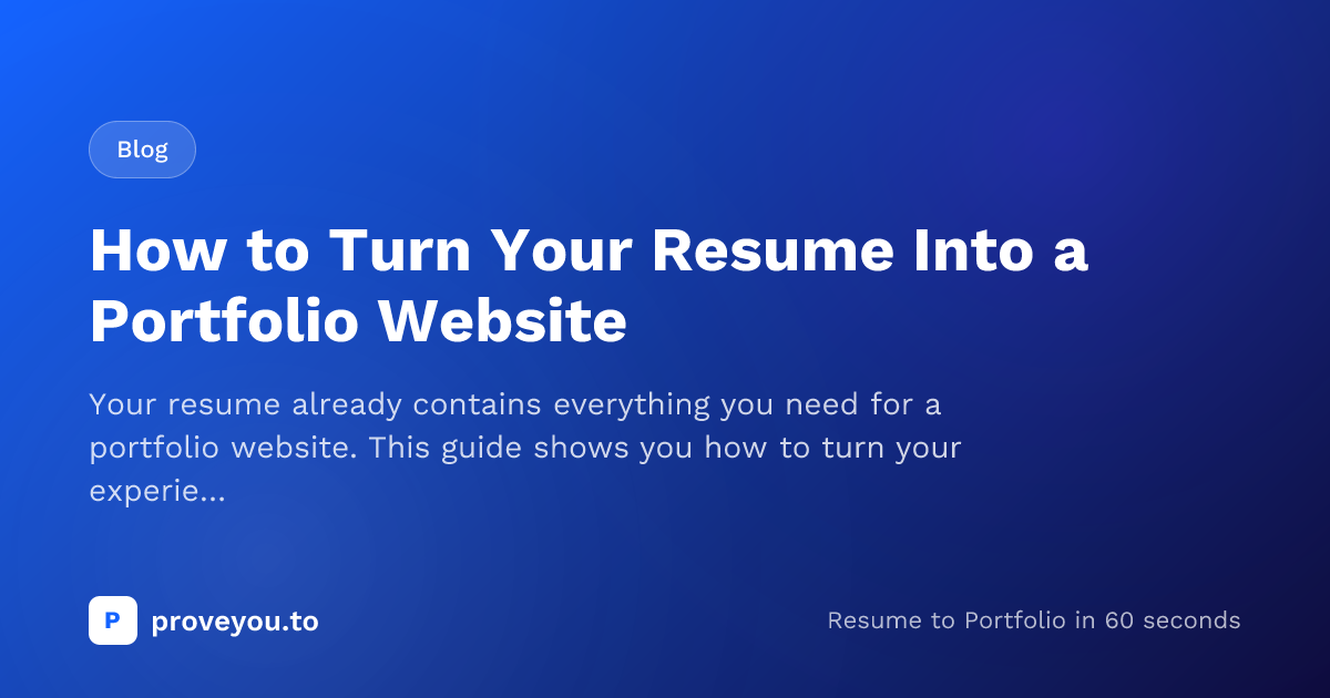 How to Turn Your Resume Into a Portfolio Website | proveyou.to ...