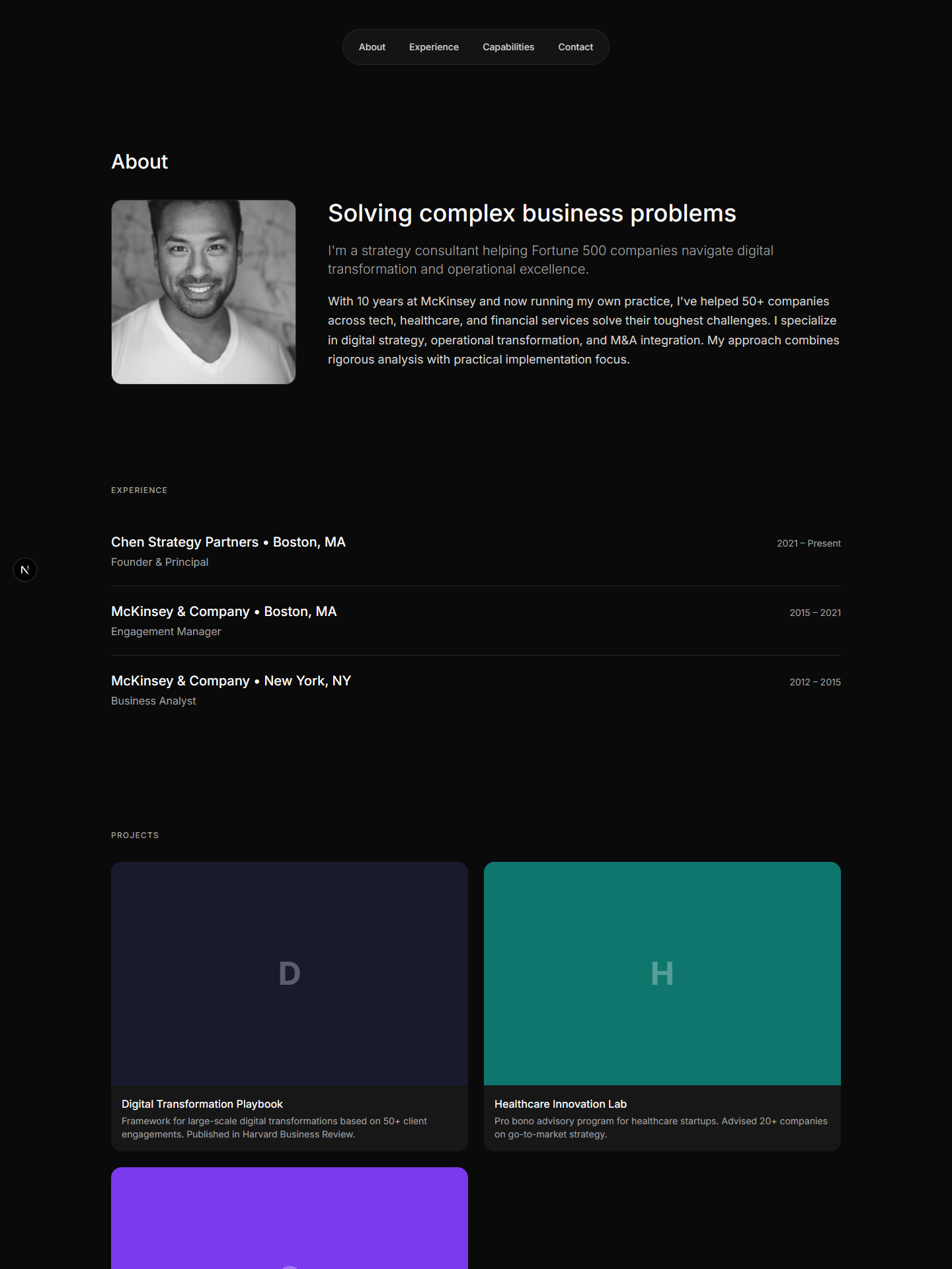 Credence template preview for consultant