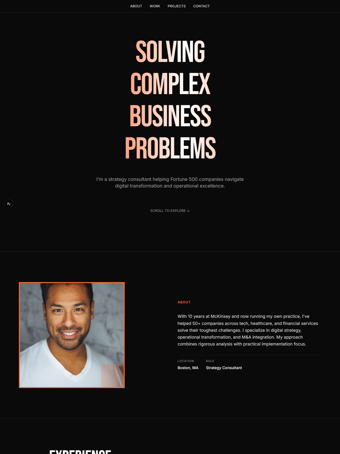 Impact template preview for consultant