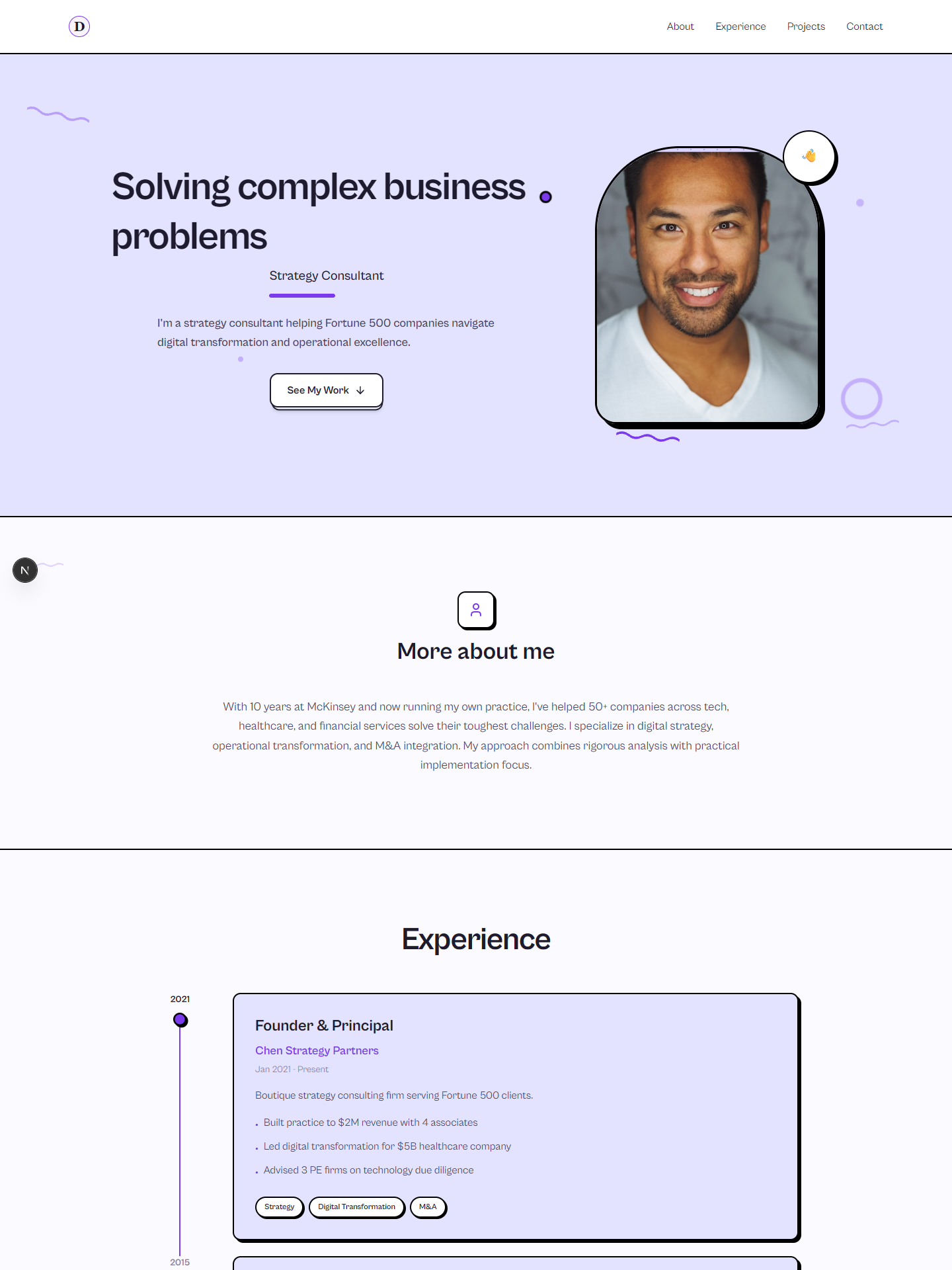 Studio template preview for consultant