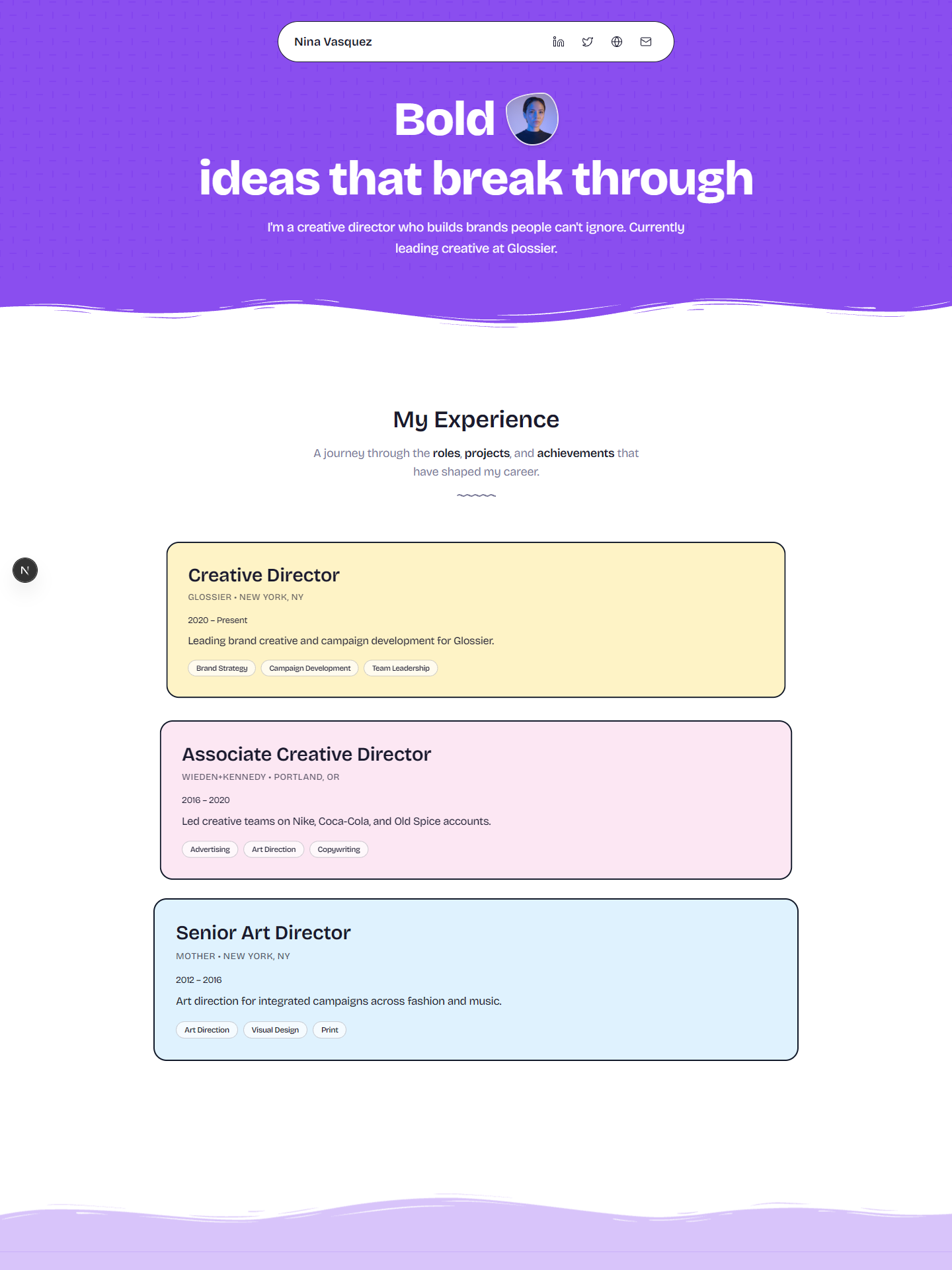 Bloom template preview for creative-director