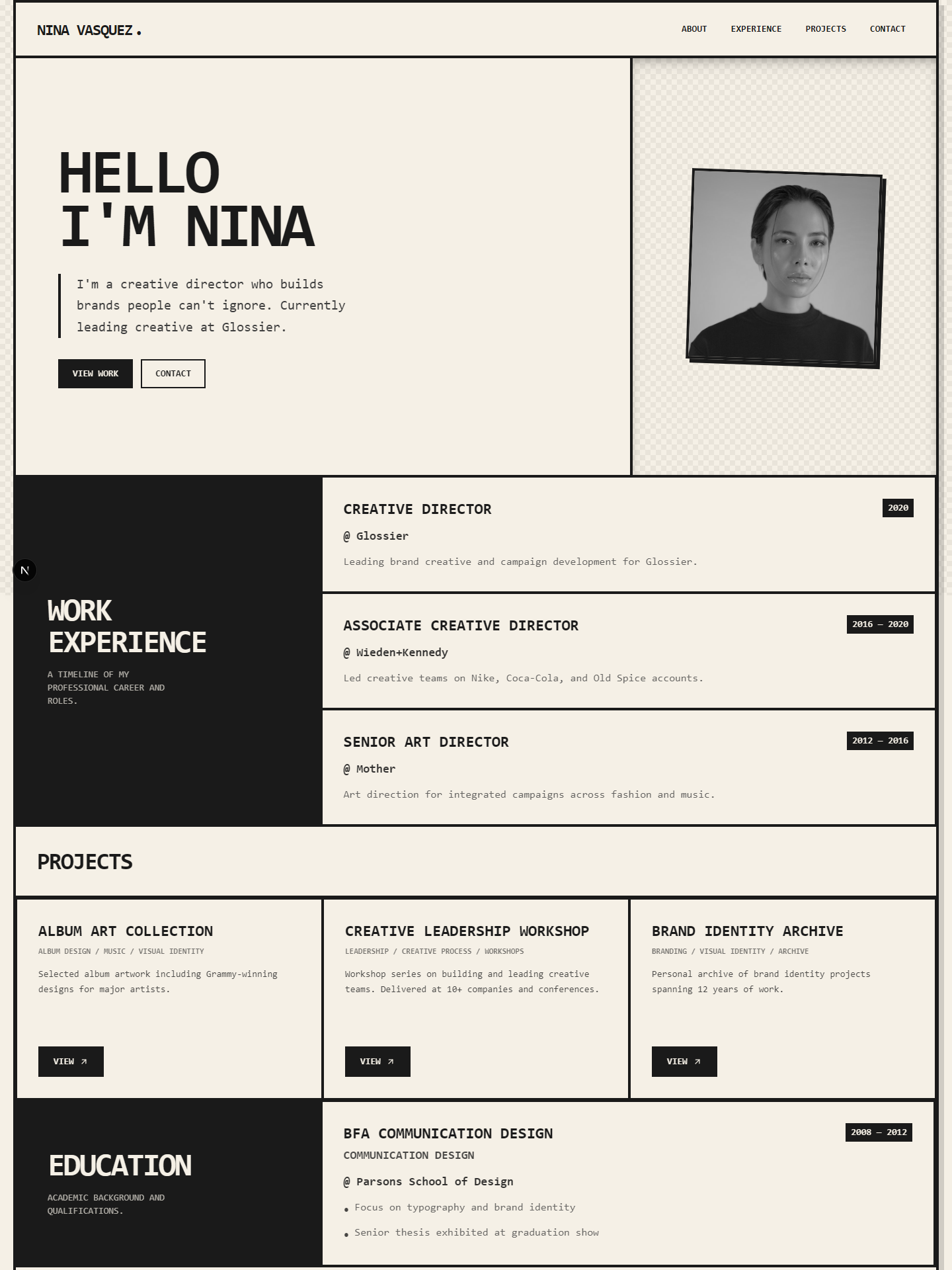 Brutal template preview for creative-director