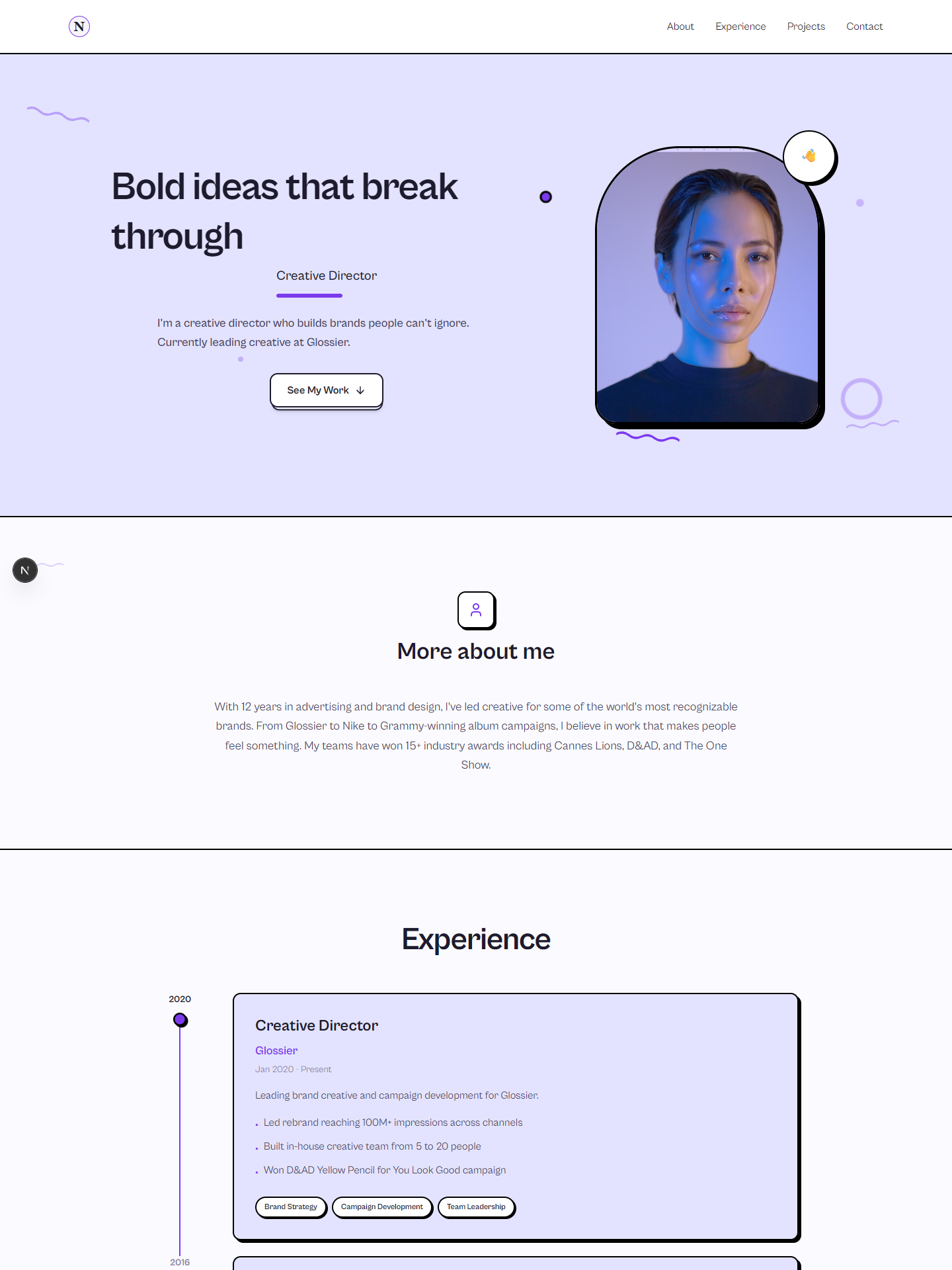 Studio template preview for creative-director