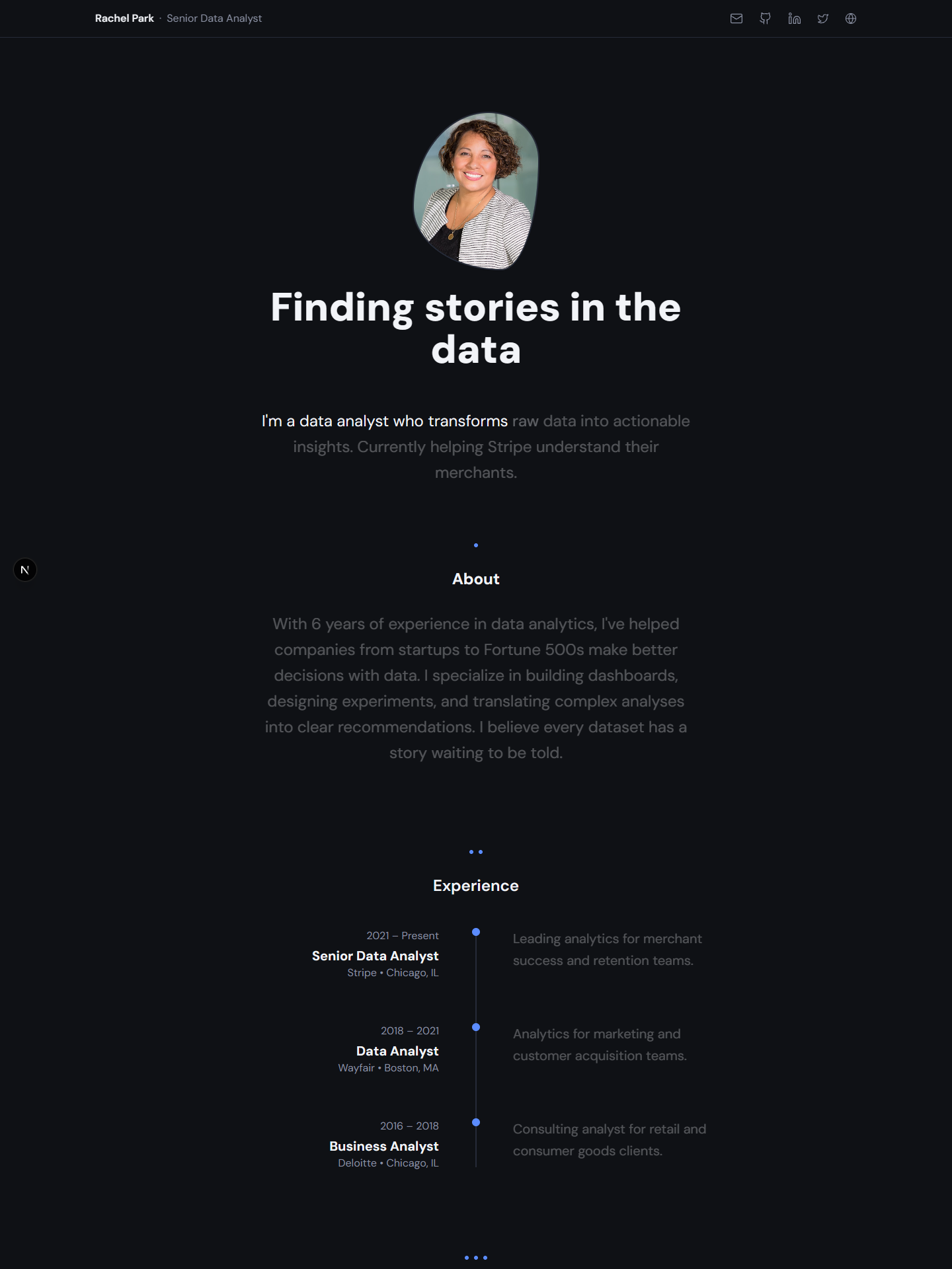 Minimalist template preview for data-analyst