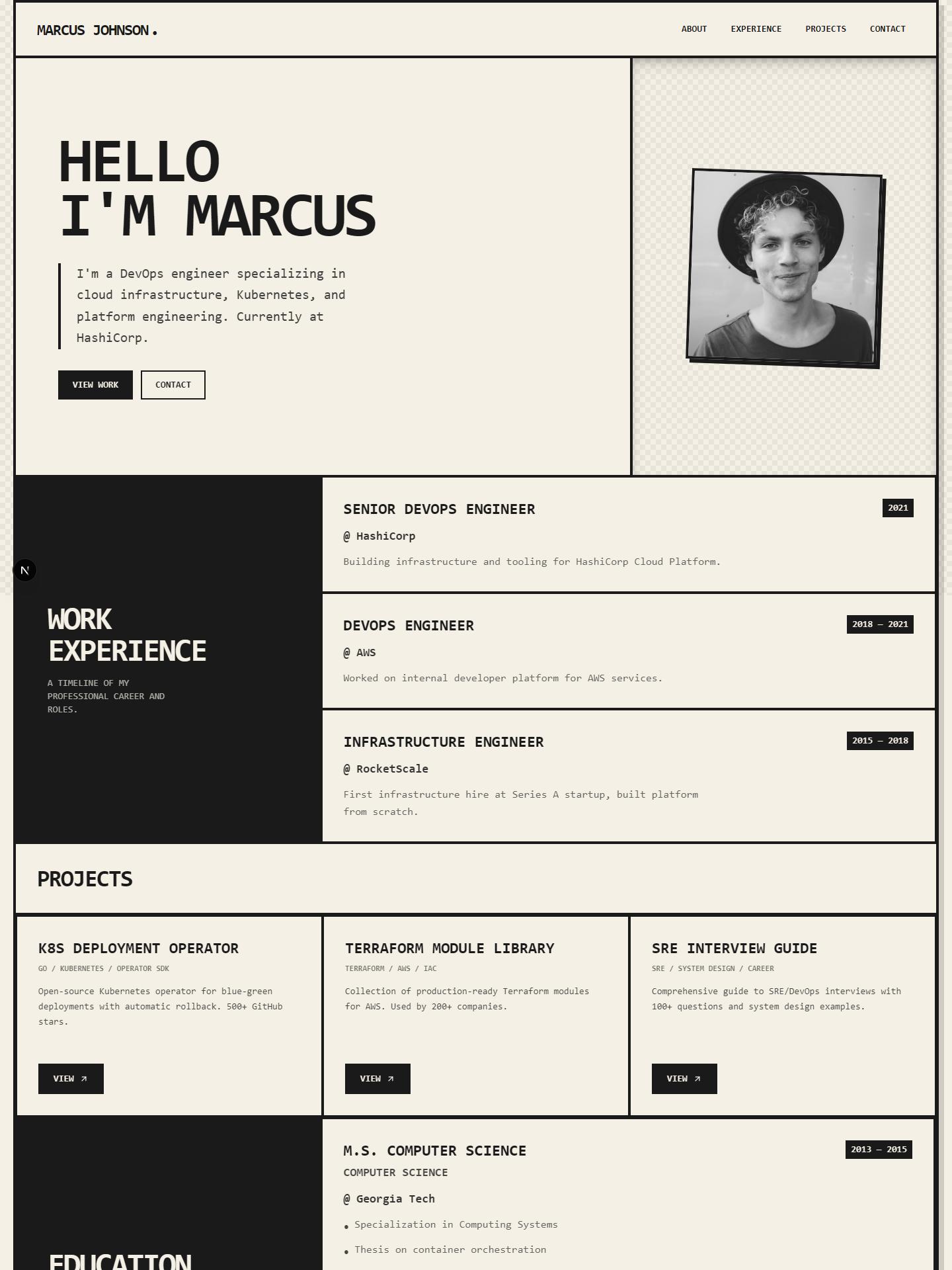 Brutal template preview for devops-engineer