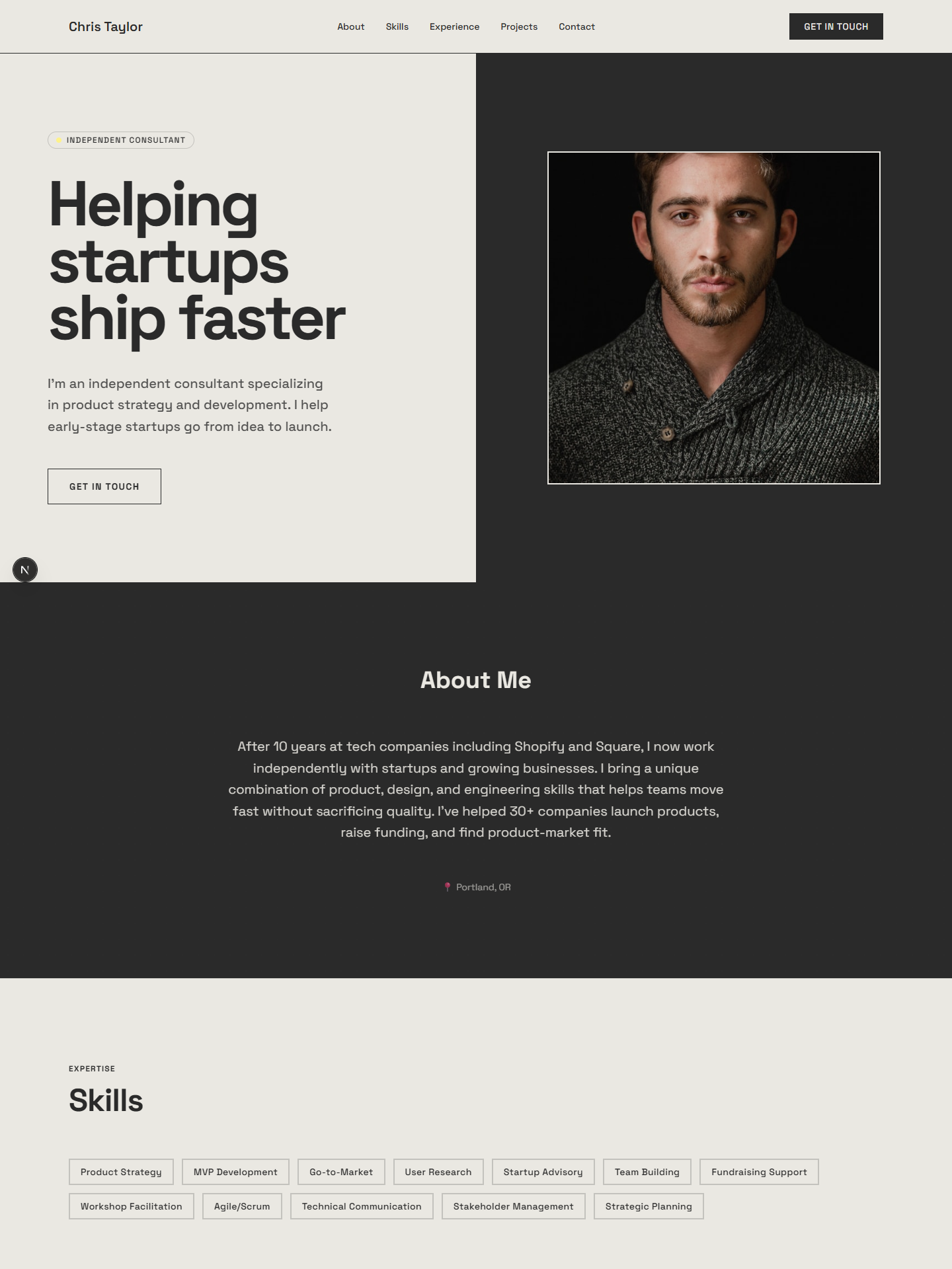 Atelier template preview for freelancer