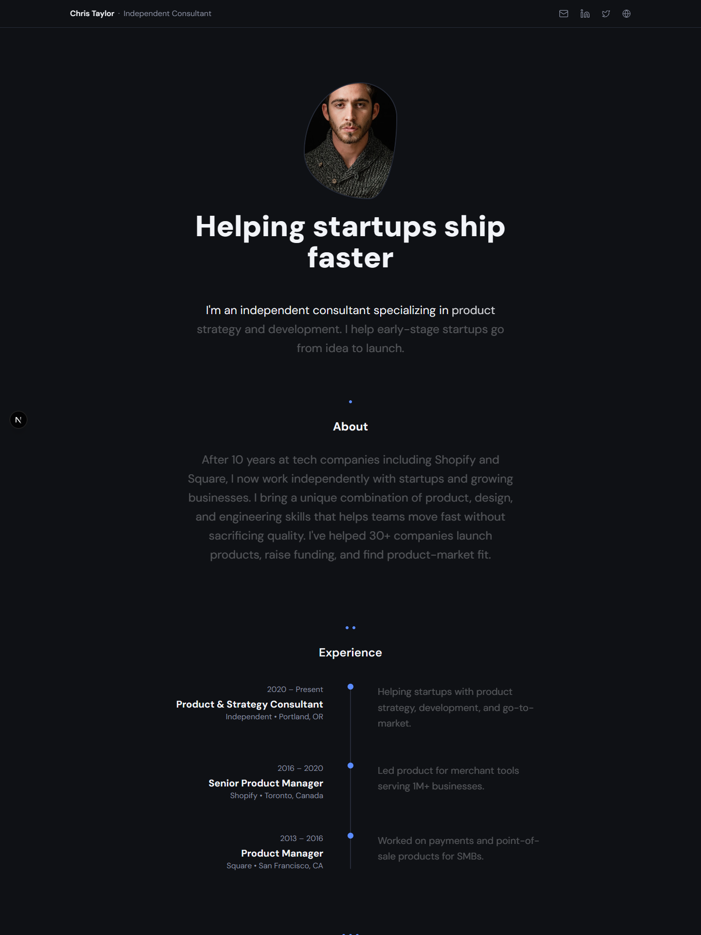 Minimalist template preview for freelancer