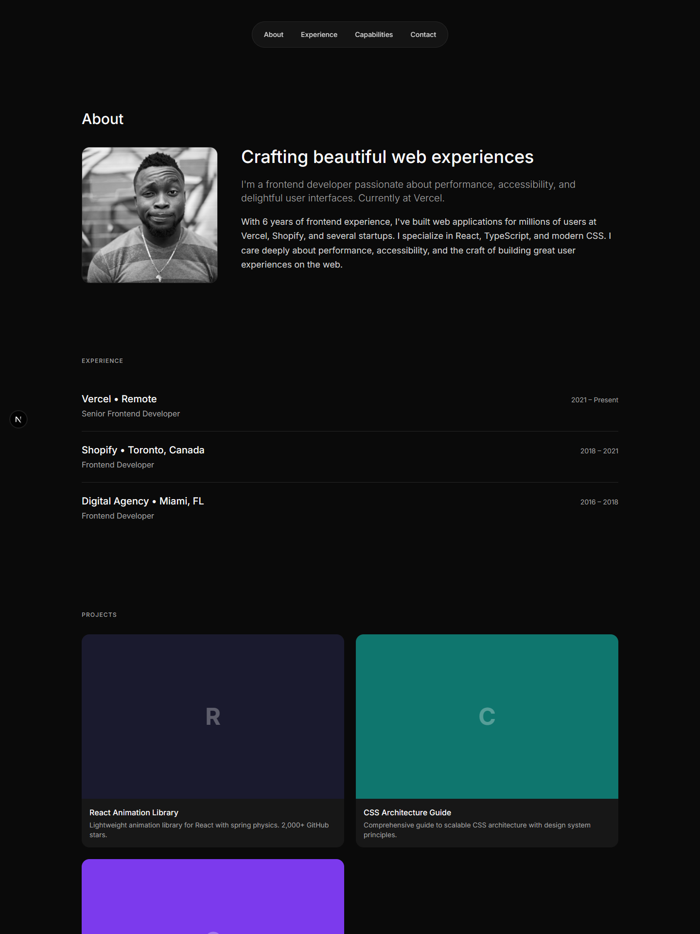 Credence template preview for frontend-developer