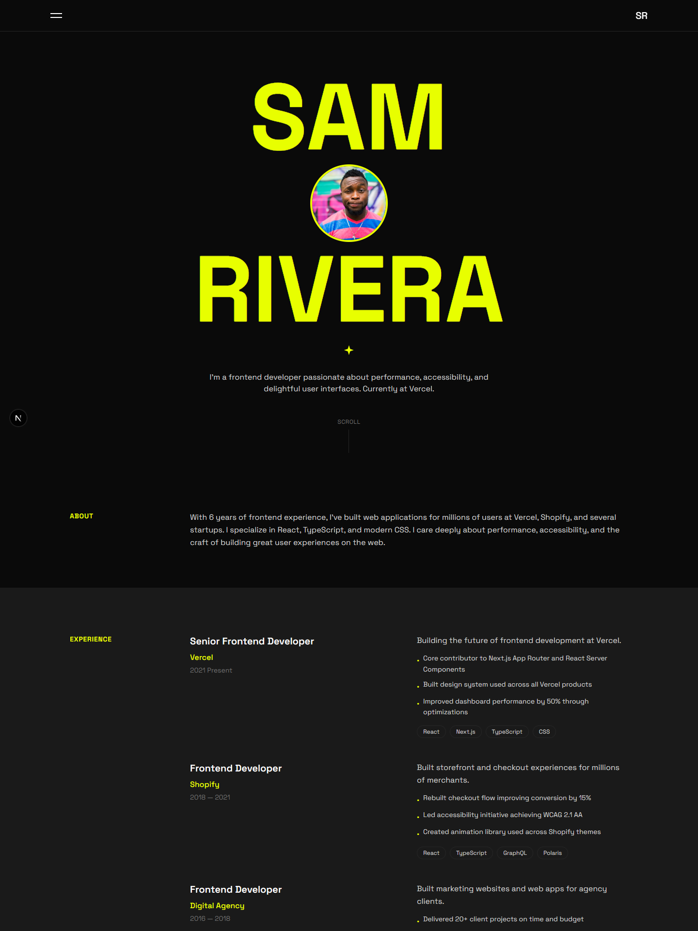 Villo template preview for frontend-developer