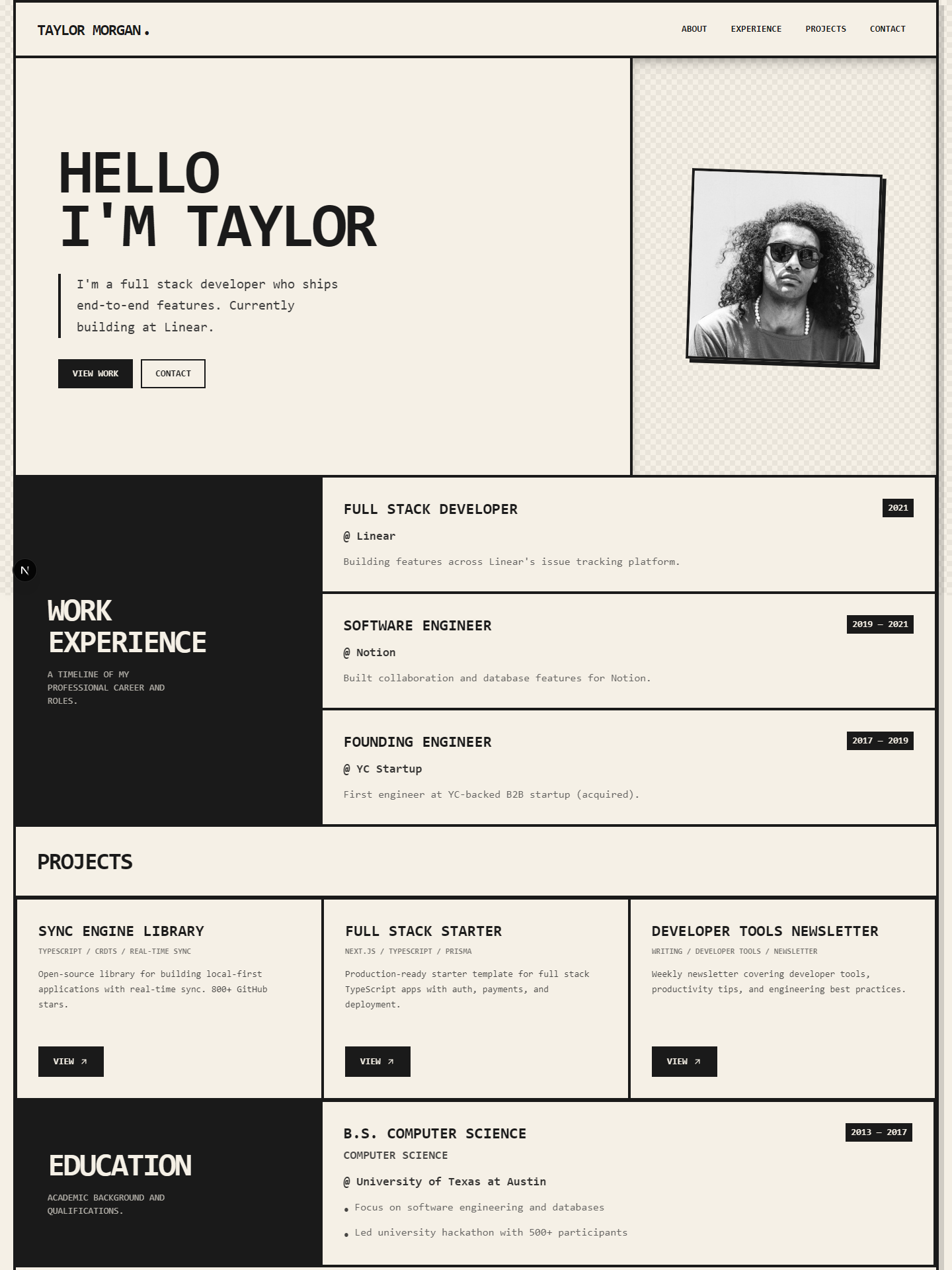 Brutal template preview for fullstack-developer