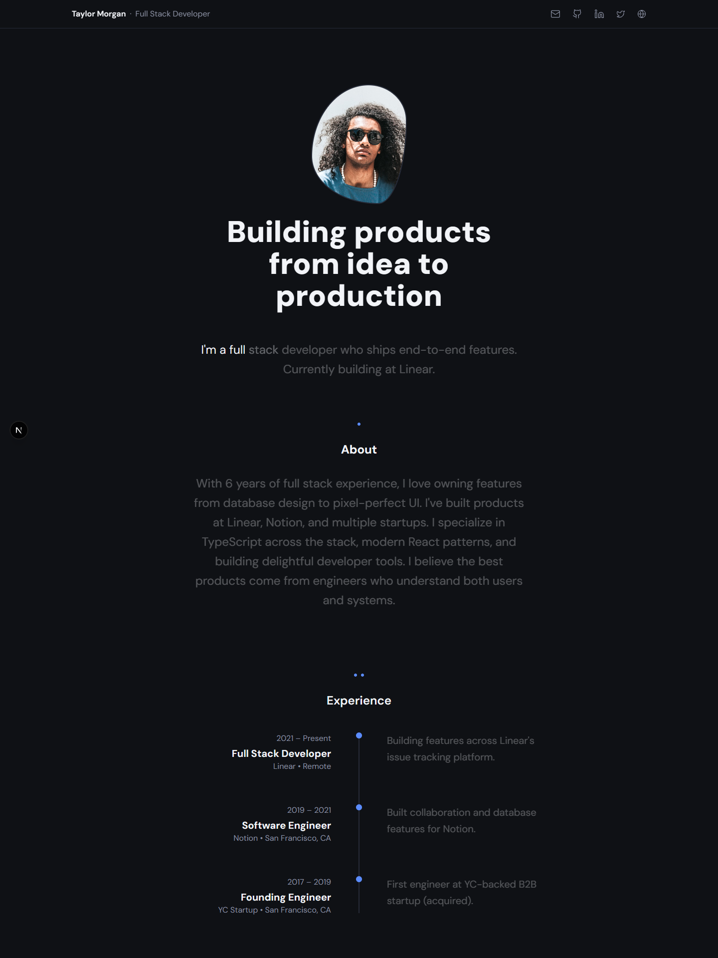 Minimalist template preview for fullstack-developer