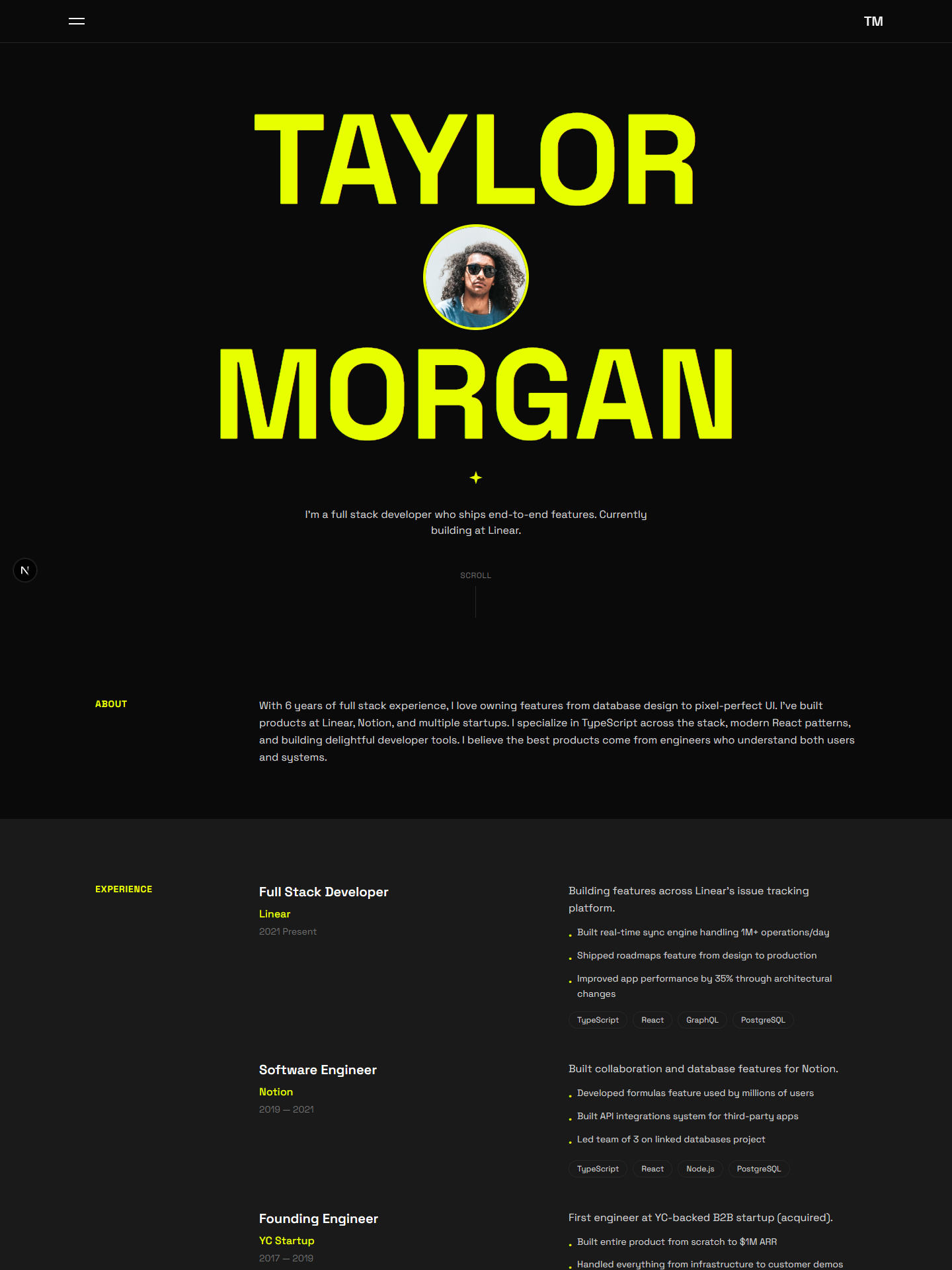 Villo template preview for fullstack-developer