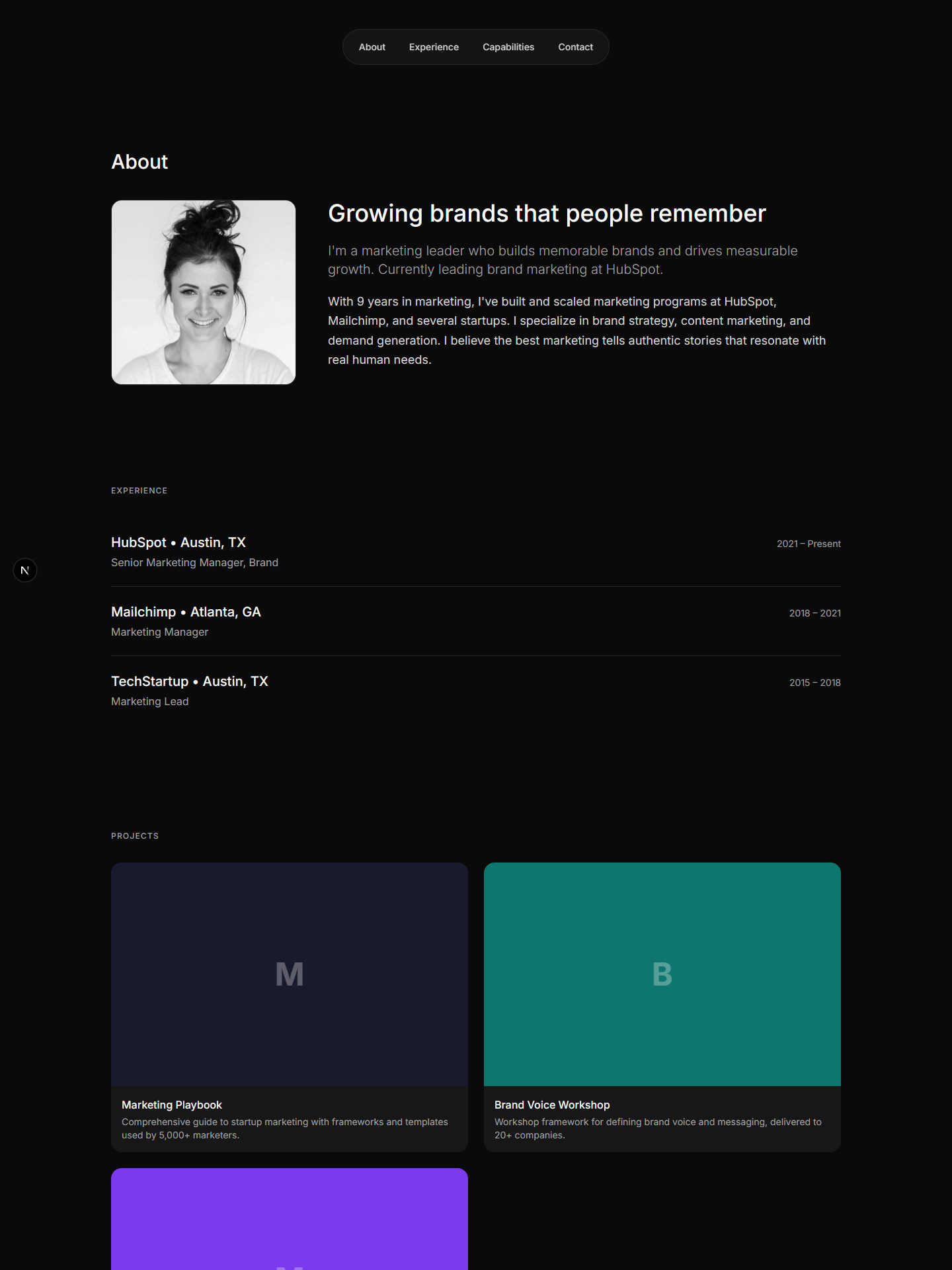 Credence template preview for marketing-manager