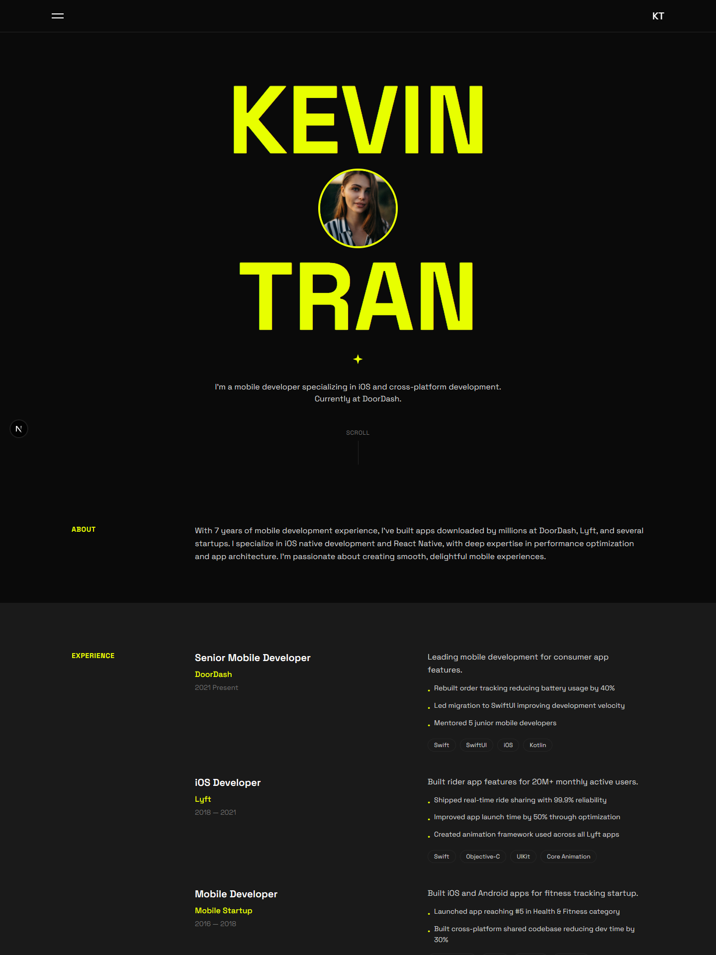 Villo template preview for mobile-developer