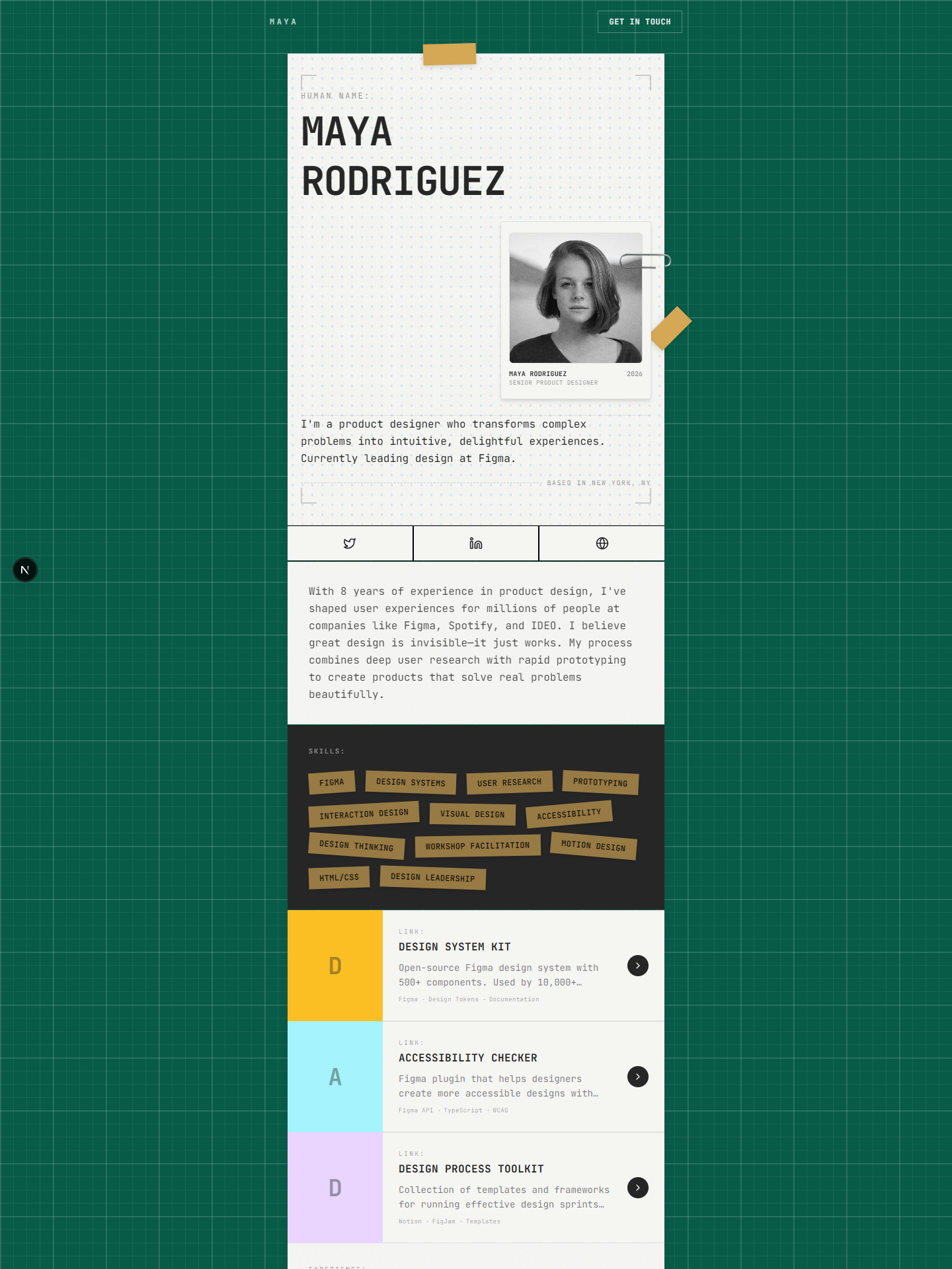 Linkboard template preview for product-designer