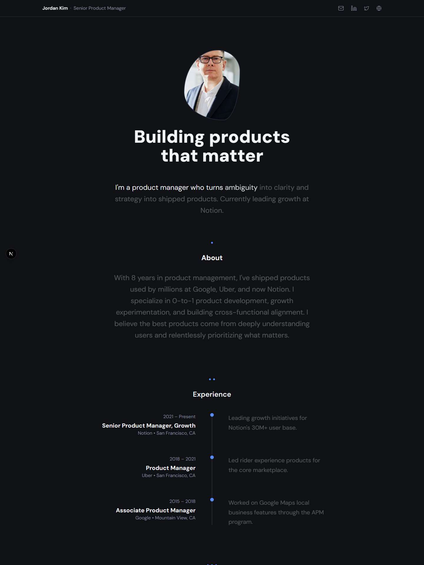 Minimalist template preview for product-manager