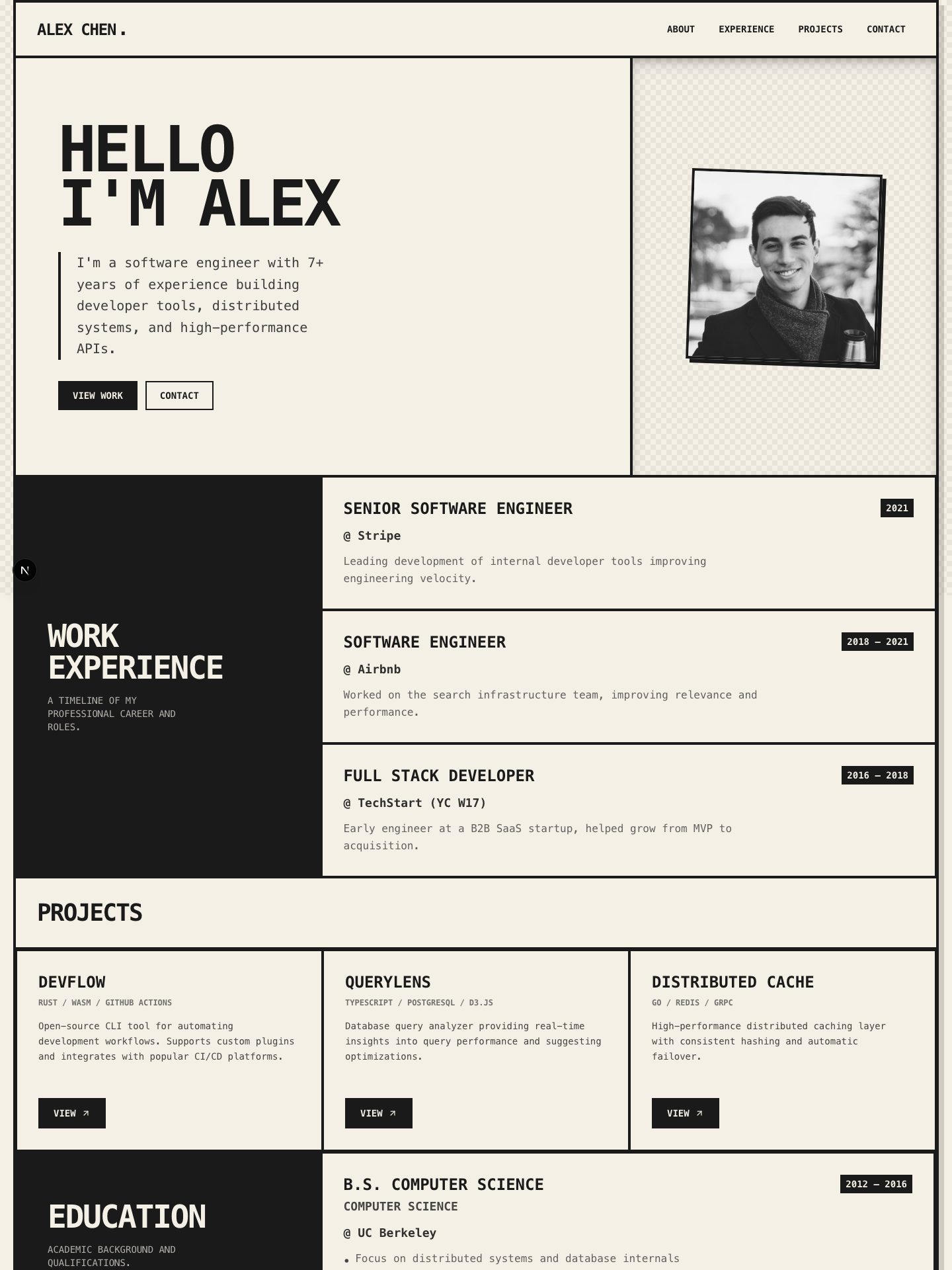 Brutal template preview for software-engineer