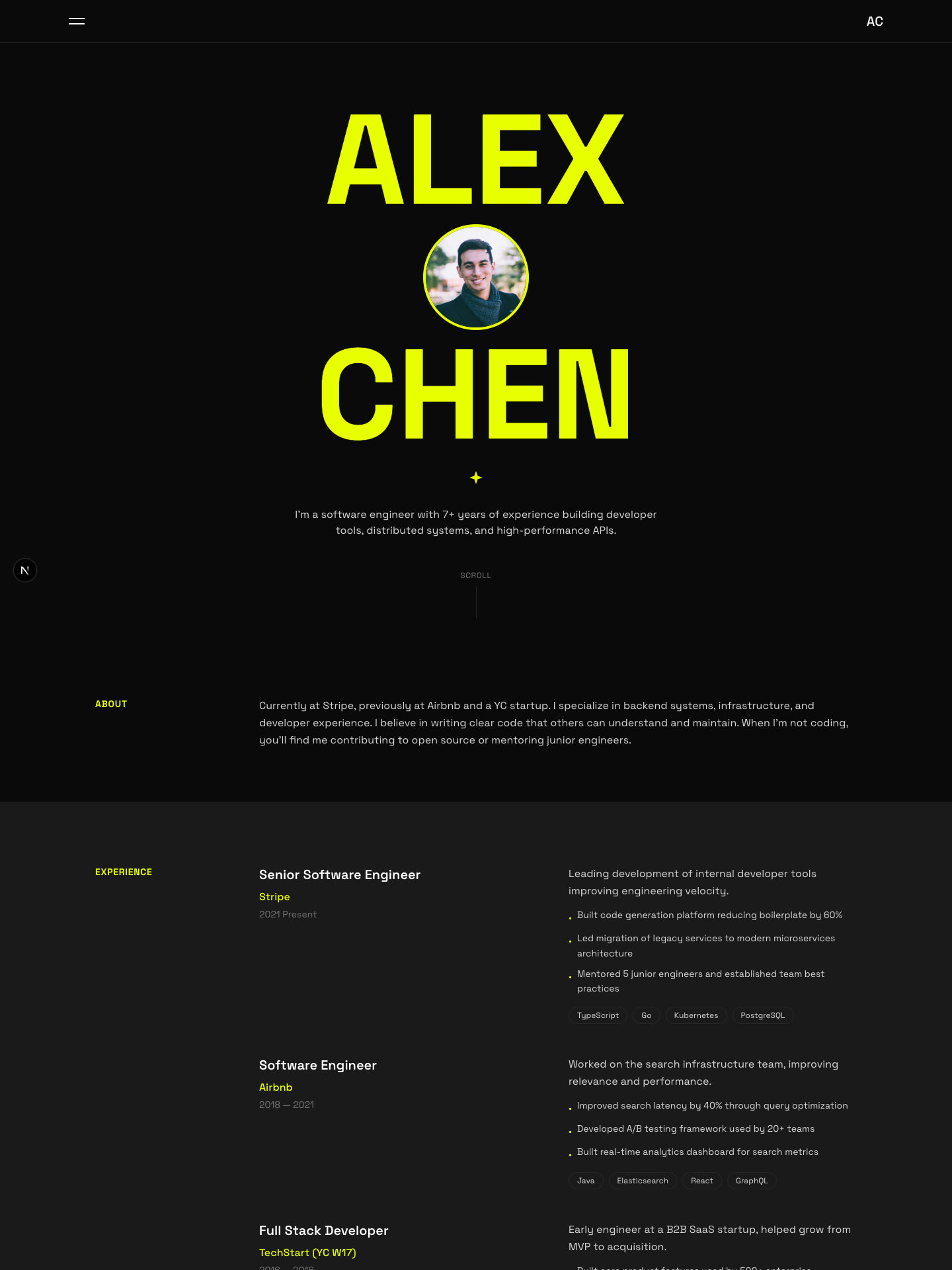 Villo template preview for software-engineer